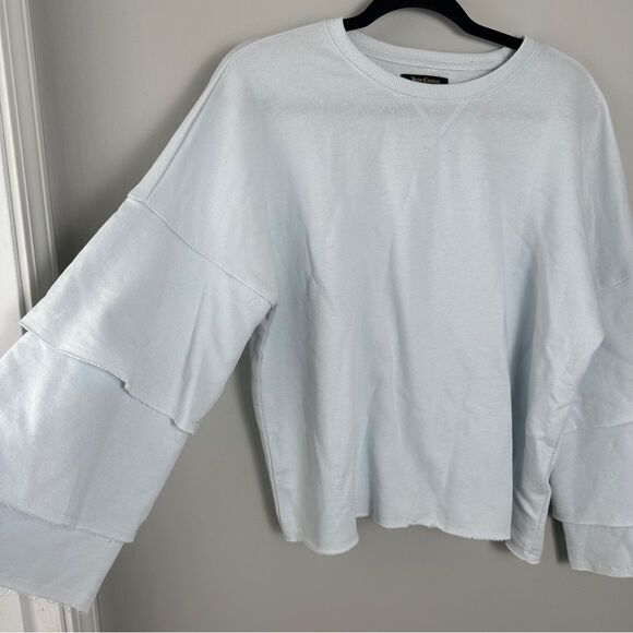 Juicy Couture Black Label Blue Crewneck Pullover Sweater Medium Ruffle Sleeves - Picture 4 of 4